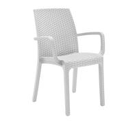 Sedia Giardino Indiana Braccioli Poltrona Rattan Esterni Polipropilene Bianca