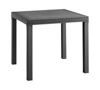 TAVOLO QUADRATO DALLAS CM 80X80X74 ANTRACITE RESINA ANTIURTO EFF.RATTAN GIARDINO