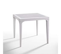 TAVOLO RESINA QUADRATO MALMO 80X80X74H CM PIANO EFFETTO LEGNO BIANCO ESTERNO