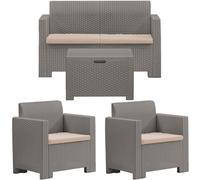 Bica Salotto da Giardino Completo Nebraska Finitura Effetto Rattan Marrone