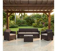 BICA Salotto da Giardino con Divano 3 Posti 2 Poltrone e Tavolino con Cuscini in Rattan PE colore Marrone - Nebraska 3