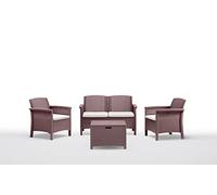 LINEA RATTAN MARRONE SET SOFA VENEZIA 2, 2 POLTRONE, 1 SOFA 2 POSTI E TAVOLINO