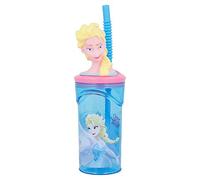 Bicchiere 3D Frozen Elsa con Coperchio e Cannuccia Azzurro