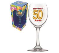 BICCHIERE 50 ANNI Calice vetro Gadget stampato idea regalo festa 50° Compleanno