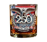 Bicchiere antico - Decorazione da tavolo patriottica americana numero 250 | Bicchieri da whisky da uomo | per cocktail di vino bourbon, giorno 'indipendenza, compleanno e vacanze