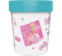 Bicchiere bianco azzurro e rosa per bambini in plastica Barbie 260 ml con base antiscivolo