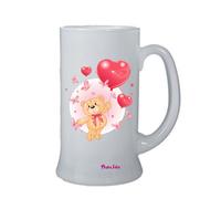 bicchiere birra vetro disegno orsetto cuori farfalle festa regalo uomo donna