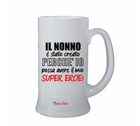 bicchiere boccale birra scritta il nonno il mio super eroe regalo festa nonni