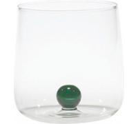 Zafferano Bicchiere in Vetro Borosilicato Fatto a Mano, Bilia Verde all'interno, Capacità 44 cl, Diametro 88 mm, 6 Pezzi