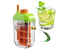 Bicchiere bottiglia per cubetti di ghiaccio, bottiglia isotermica con coperchio e vassoio per ghiaccio, tazza da viaggio riutilizzabile 2 in 1 con cannuccia, stampo per sformatura facile per casa