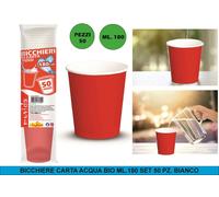 BICCHIERE CARTA ACQUA BIO ML.180 BIANCO/ROSSO
