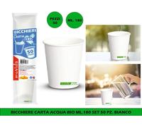 BICCHIERE CARTA ACQUA BIO ML.180 BIANCO/ROSSO