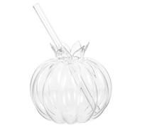 Bicchiere Cocktail a Forma di Melograno 350ml in Vetro Trasparente | Cannuccia Inclusa, per Acqua e Succo, Effetto Decorativo Sul Tavolo, Servizio Bar e Feste Hawaiane