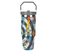 Bicchiere colorato da 880 ml con manico superiore, in acciaio inox, isolato sottovuoto, tazza da caffè da viaggio con coperchio e cannuccia, bottiglia d'acqua a tenuta stagna per donne e uomini