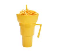 Bicchiere Con Cannuccia,Tazza Da Bevanda Con Ciotola Portasnack - Borraccia Estiva con Manico per Popcorn Dolci Quotidiani Escursioni Auto Cinema Bambini Adulti