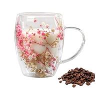 Bicchiere Con Fiori Secchi - Coppa In Vetro Con Fiori Secchi | Fiori Secchi Trasparenti Isolati | Coppa Di Fiori Secchi | Tazze Da Caffè Isolate A Doppia Parete Tazza Da Caffè Espresso | Tazza Con Dop