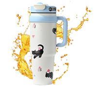 bicchiere con manico e paglia, bicchieri isolati con manico e paglia,Moderno isolato a prova di perdite - Bicchieri riutilizzabili da 1000 ml tazza da caffè in ghiaccio per mamma nonna