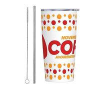 Bicchiere con nastro arancione del mese della sensibilizzazione sulla BPCO con coperchio e cannuccia Bicchiere da 20 once in acciaio inossidabile con isolamento sotto vuoto Tazze da caffè riutilizzab