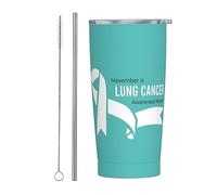 Bicchiere con nastro bianco per il mese della sensibilizzazione sul cancro al polmone con coperchio e cannuccia Bicchiere da 20 once in acciaio inossidabile con isolamento sotto vuoto Tazze da caffè