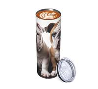 Bicchiere da 20 once con due simpatici cani bulldog, tazza da caffè da viaggio, bicchiere a doppia parete in acciaio inossidabile isolato per bevande calde e fredde, tazza riutilizzabile per bevande