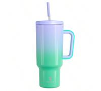 Bicchiere da 40 once / 1,2 L con manico, tazza isolata, bottiglia d'acqua a vuoto isolata, coperchio e cannuccia ermetici, tazza da caffè isolata in acciaio inossidabile per viaggi, mantiene il freddo