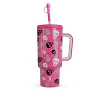Bicchiere da 40 once con manico e cannuccia, borraccia isolata sottovuoto, tazza isolata, bicchiere con coperchio e cannuccia, tazza da viaggio in acciaio inossidabile isolata, 100% a prova di perdite