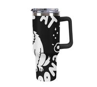 Bicchiere da 40 once con manico e cannuccia - Tazza da viaggio in acciaio inossidabile con isolamento a forma di divertente, tazza termica a doppia parete a prova di perdite, compatibile con il port