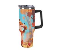 Bicchiere da 40 once con manico e cannuccia - Tazza da viaggio in acciaio inossidabile con isolamento termico a doppia parete a prova di perdite, compatibile con il portabicchieri dell'auto, bottigl