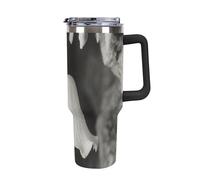 Bicchiere da 40 once con manico e cannuccia - Tazza da viaggio in acciaio inossidabile con isolamento termico a doppia parete e a prova di perdite, compatibile con il portabicchieri dell'auto, botti