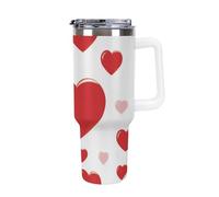 Bicchiere da 40 once per San Valentino con manico e cannuccia, regali di compleanno e Natale per moglie, fidanzata, sposa, bottiglia d'acqua da viaggio in acciaio inossidabile, motivo rosso con amore