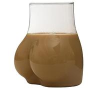 Bicchiere da 450 ml, trasparente, a forma di corpo, liscio e divertente, a forma di sedere, tazza da caffè per casa, bar, feste, vetro unico a tema culo