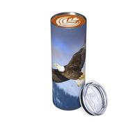 Bicchiere da 590 ml con aquila calva che vola in volo, tazza da caffè isolata in acciaio inox, a doppia parete, per bevande calde e fredde, riutilizzabile, tazza da tè freddo, regalo per donne e