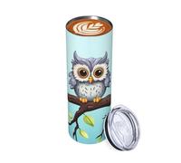 Bicchiere da 590 ml con gufo su un ramo Tazza da caffè da viaggio isolata in acciaio inox a doppia parete per bevande calde e fredde riutilizzabile tazza thermos tazza da tè ghiacciato regalo per