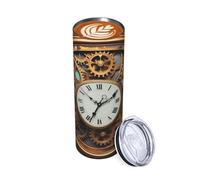 Bicchiere da 590 ml con orologio Steampunk arrugginito da viaggio, tazza da caffè isolata in acciaio inox, a doppia parete, per bevande calde e fredde, riutilizzabile, tazza da tè freddo, regalo per