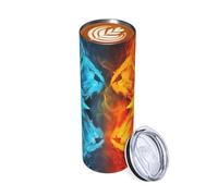 Bicchiere da 590 ml Fire vs ice Art Tazza da caffè da viaggio isolata in acciaio inox a doppia parete per bevande calde e fredde riutilizzabile tazza thermos tazza da tè freddo regalo per donne uomini