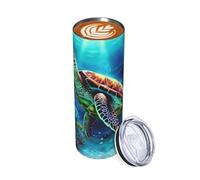 Bicchiere da 590 ml, motivo: tartarughe marine con pittura a diamante, tazza da caffè da viaggio, isolante, in acciaio inox, a doppia parete, per bevande calde e fredde, riutilizzabile, tazza da tè