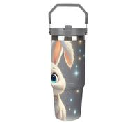 Bicchiere da 880 ml con cannuccia, tazza da viaggio isolata in acciaio inox con manico, design a doppia parete, coperchio a prova di perdite, mantiene le bevande calde/fredde per ore