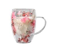 Bicchiere da caffè a doppia parete, 350 ml Dried Flower Glass Cup with