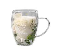 Bicchiere da caffè a doppia parete, 350 ml Dried Flower Glass Cup with Anti-Scald Design, Perfect for Milk, Tea, Chocolate, Juice, Hot & Cold Beverages