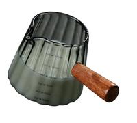 Bicchiere da caffè espresso con scala trasparente e manico in legno, per latte, caffè, sciroppo, versamento ergonomico