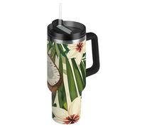Bicchiere da caffè hawaiano marrone cocco riutilizzabile con coperchio con cannuccia decorativo isolato tazza da caffè con coperchio per scuola, sport, asilo nido, campeggio e altro vaso para Cafe