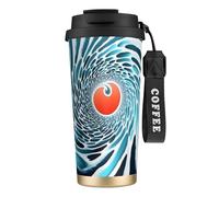 Bicchiere da caffè isolato personalizzato unico - Tazza da viaggio in acciaio inox da 500 ml, perfetta per bevande calde e fredde, un complesso vortice nero