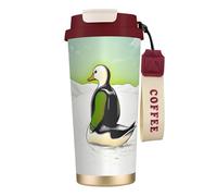 Bicchiere da caffè isolato personalizzato unico - Tazza da viaggio in acciaio inox da 500 ml, perfetta per bevande calde e fredde Jacob Duck on the Beach Red
