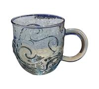 Bicchiere da caffè trasparente, motivo onde, 300 ml, design resistente al calore con manico, per bere a casa o in ufficio, un bicchiere da tè e caffè elegante e versatile per L