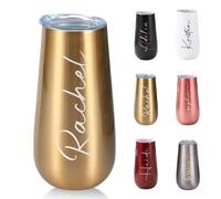 Bicchiere Da Champagne Personalizzato Da 180 Ml, Bicchiere Da Vino Termico Da Viaggio Per Il Weekend Di Addio Al Nubilato, Flûte Senza Stelo In Acciaio Inossidabile Per Feste In Piscina(Yellow)