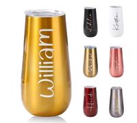 Bicchiere Da Champagne Personalizzato Da 180 Ml, Bicchiere Da Vino Termico Da Viaggio Per Il Weekend Di Addio Al Nubilato, Flûte Senza Stelo In Acciaio Inossidabile Per Feste In Piscina(Gold)