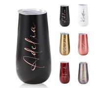 Bicchiere Da Champagne Personalizzato Da 180 Ml, Bicchiere Da Vino Termico Da Viaggio Per Il Weekend Di Addio Al Nubilato, Flûte Senza Stelo In Acciaio Inossidabile Per Feste In Piscina(Black)