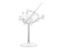 Bicchiere da cocktail creativo Pufferfish da 200 ml, bicchiere da Martini con cannuccia, calice trasparente,