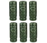 Bicchiere da Cocktail Tiki Tazza Mean Verde Stile Polinesiano Decorazione Interni Esterni Casa Cucina Bar Set di 6 Tazze TIKIS in Ceramica