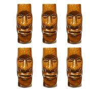 Bicchiere da Cocktail Tiki Tazza Statua Moai Imitazione Statue Monoliti dell'Isola di Pasqua Decorazione Interni Esterni Casa Cucina Bar Set di 6 Tazze TIKIS in Ceramica